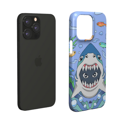 iphone snap case of  animated shark with open jaws, layered view

